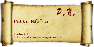 Petki Nóra névjegykártya